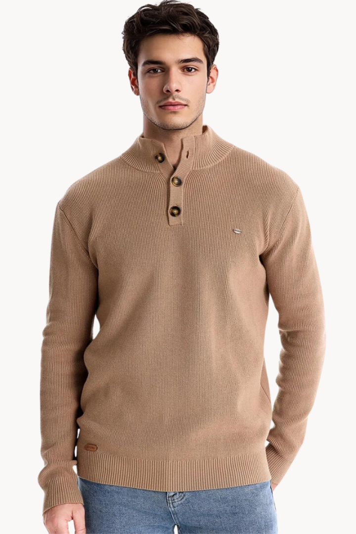 Ashton Button Mockneck Trui | Konf