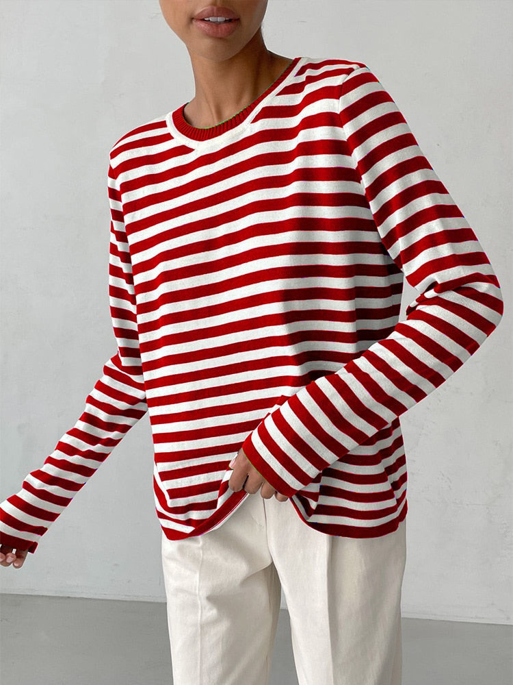 Striped Gestreepte Gebreide Damestrui | Konf