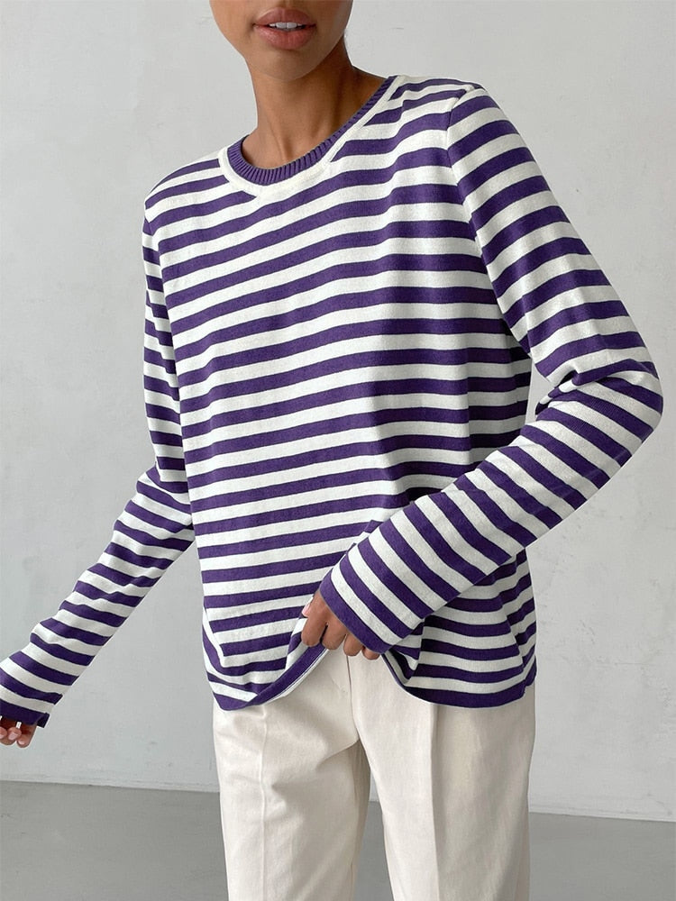 Striped Gestreepte Gebreide Damestrui | Konf