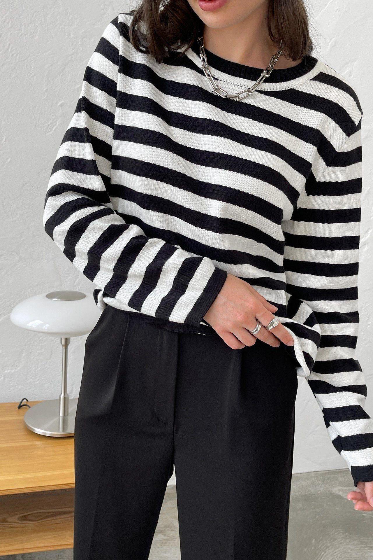 Striped Gestreepte Gebreide Damestrui | Konf