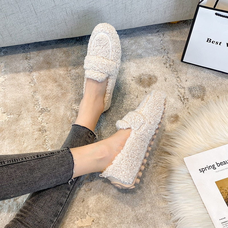 Arielle Pluche Mocassins met Antislipzool | Konf
